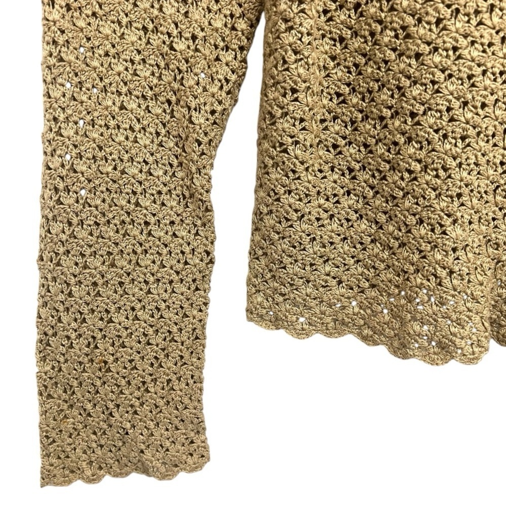 Sundance Tan Crochet Bohemian Snap Front Demure Cardigan Sweater Women’s XL - Picture 4 of 7